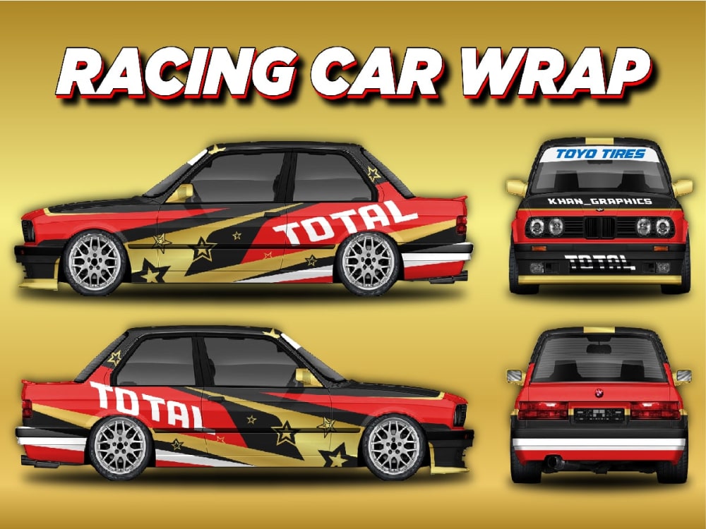 Pro racing car wrap design, car wrap design, racing car wrap, vehicle ...