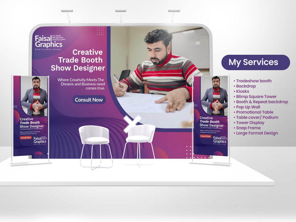 Creative tradeshow booth design | Trade show banner, stand, backdrop ...