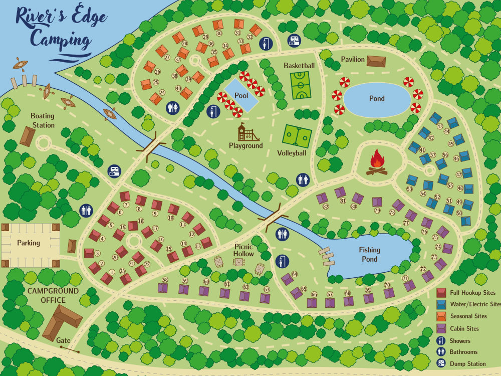 Campground Map in flat style Upwork