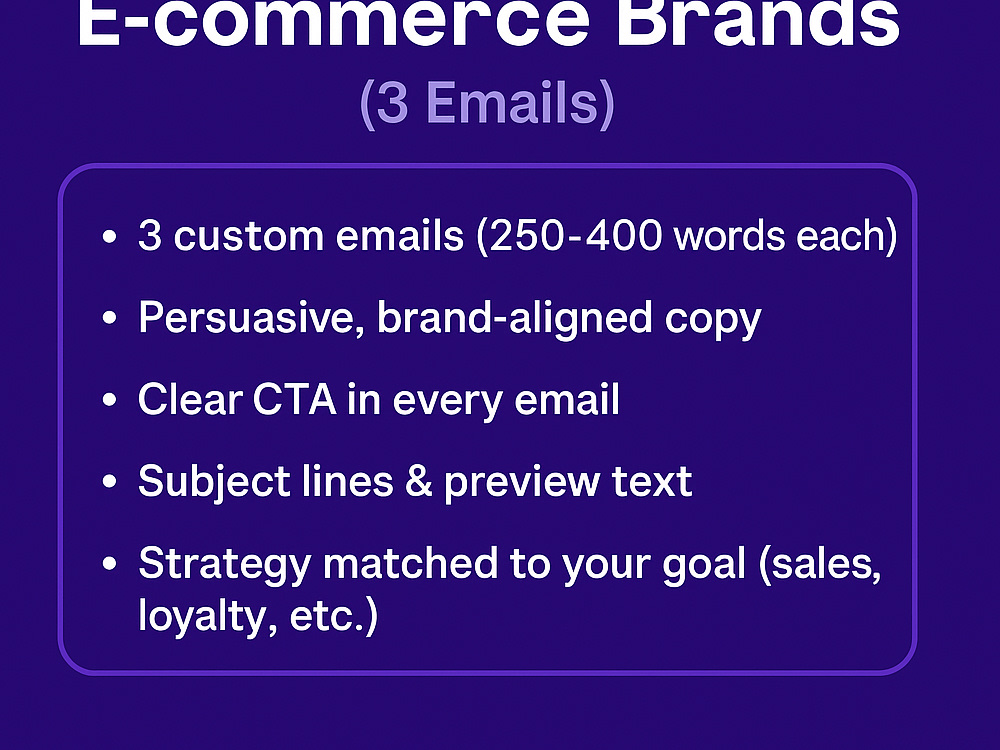 High-Converting Email Sequence for E-commerce Brands (3 Emails) | Upwork