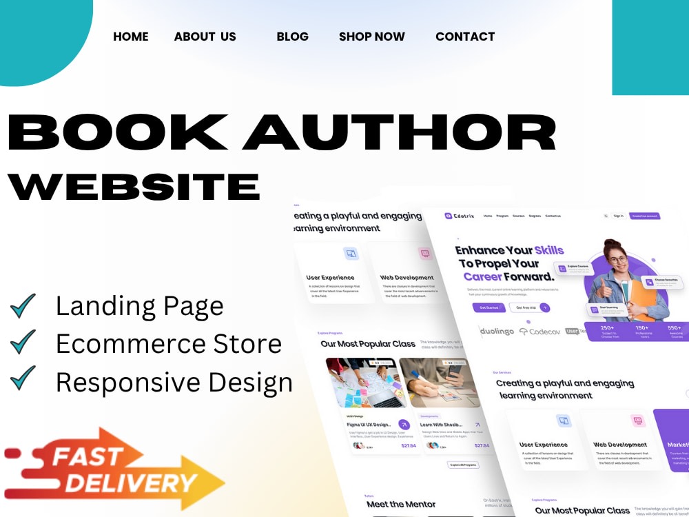 Custom Book Author Website Design to Showcase Your Work Professionally ...