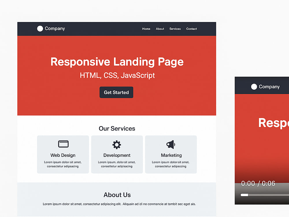 Responsive Business Landing Page – HTML, CSS, JavaScript | Upwork