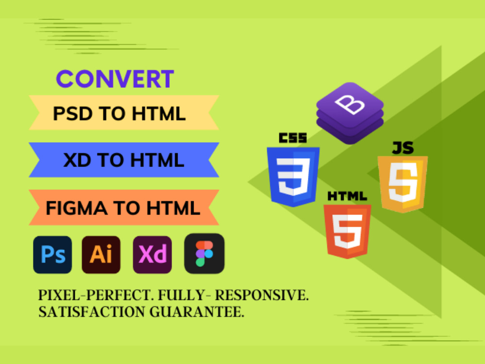 Responsive Design to Code: PSD, XD, Figma → HTML5/CSS3/JS/Bootstrap ...