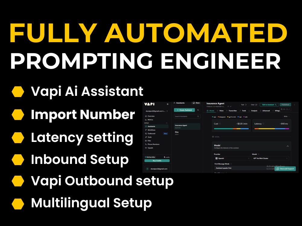 Vapi voice ai agent assistant prompting engineer in 3weeks or 100% refund |  Upwork