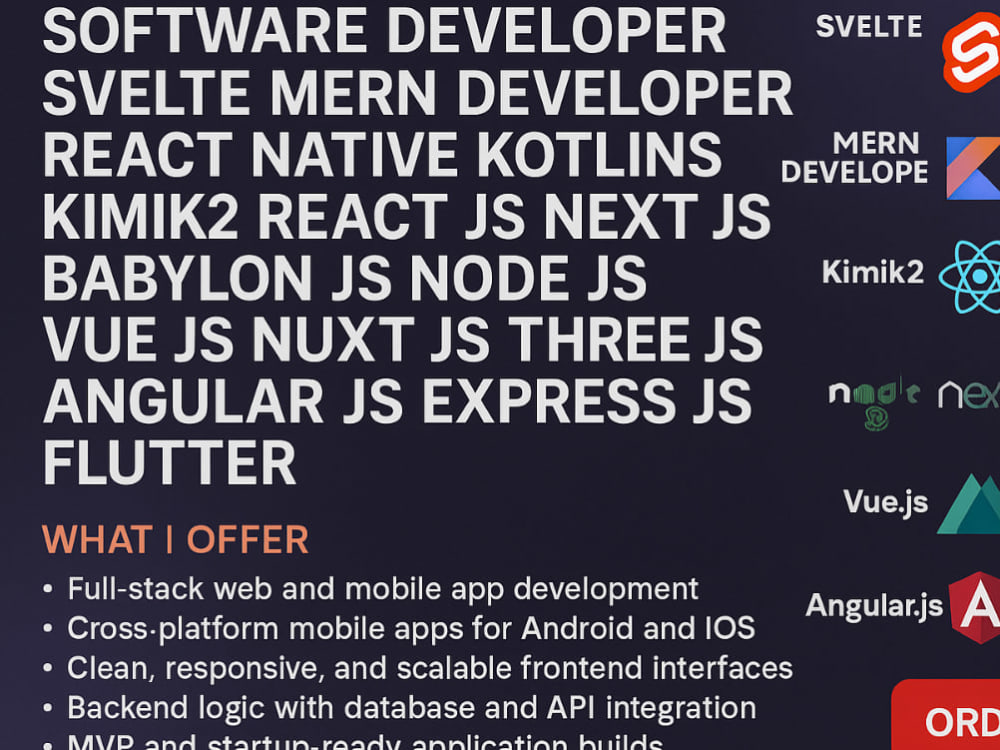 Svelte mern developer react native kotlins kimik2 react js next js node ...