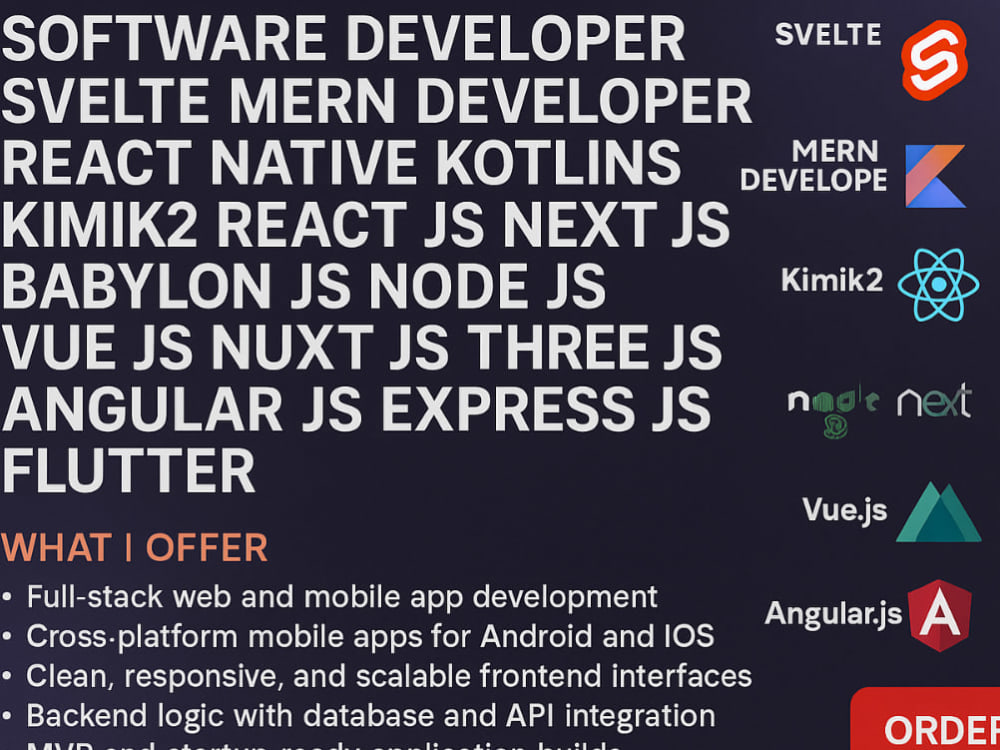 Svelte mern developer react native kotlins kimik2 react js next js node ...