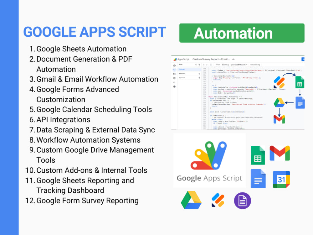 Google Apps Script Automation: Dashboard, Tracker, Generate PDF, Emails ...