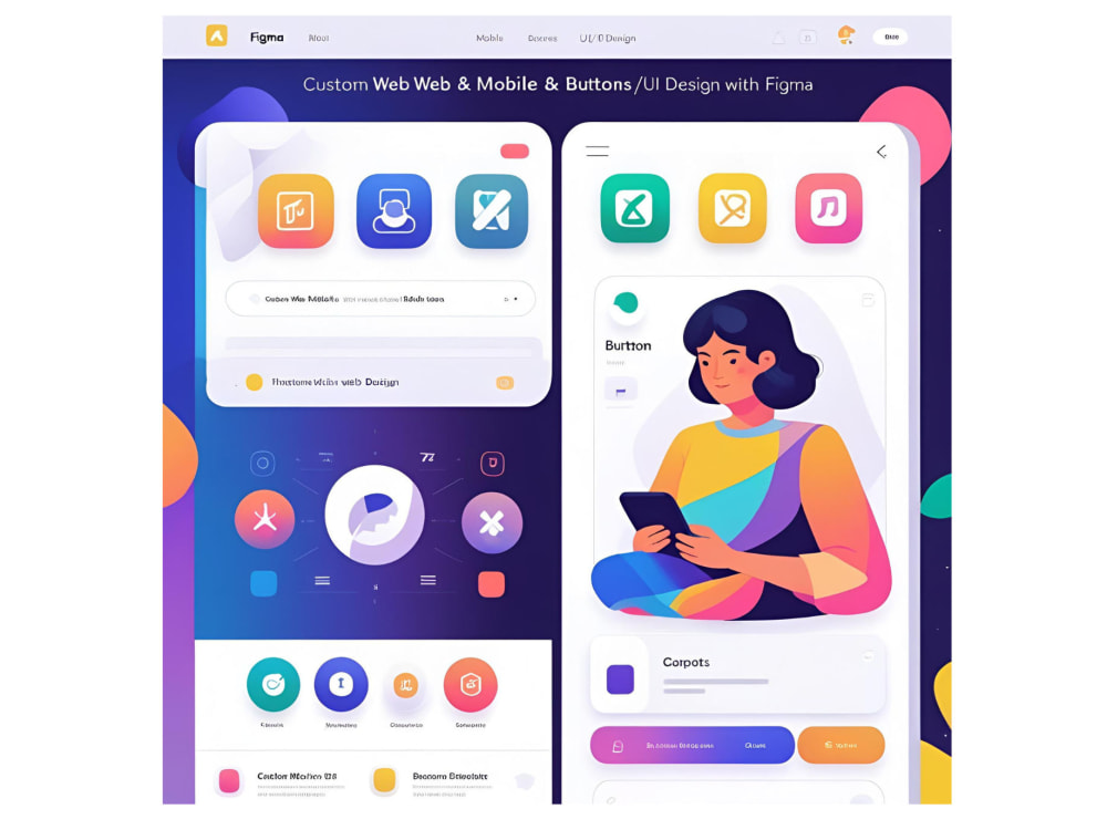 Ustom Web & Mobile Icons & Buttons | UX/UI Design Figma | Photoshop ...