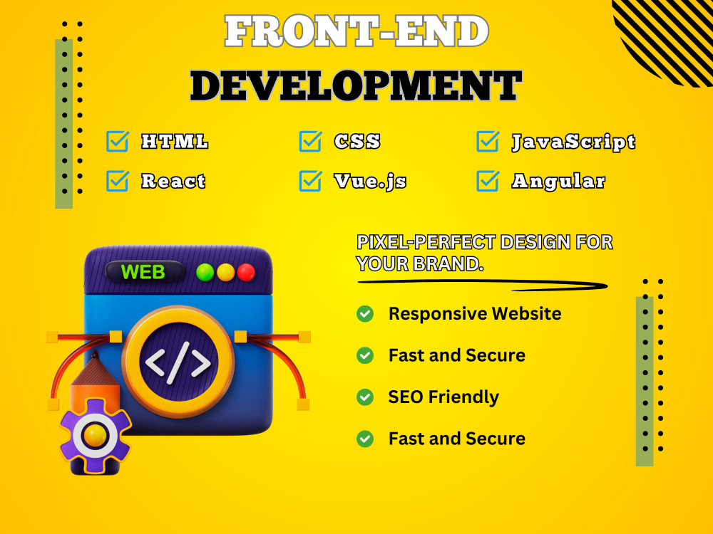 Responsive Front-End Design & Dev with HTML, CSS, JS, React, Vue or ...