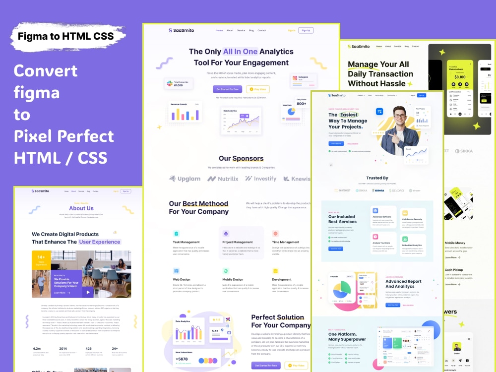 Convert figma to pixel perfect HTML CSS | Front end Developer | Upwork