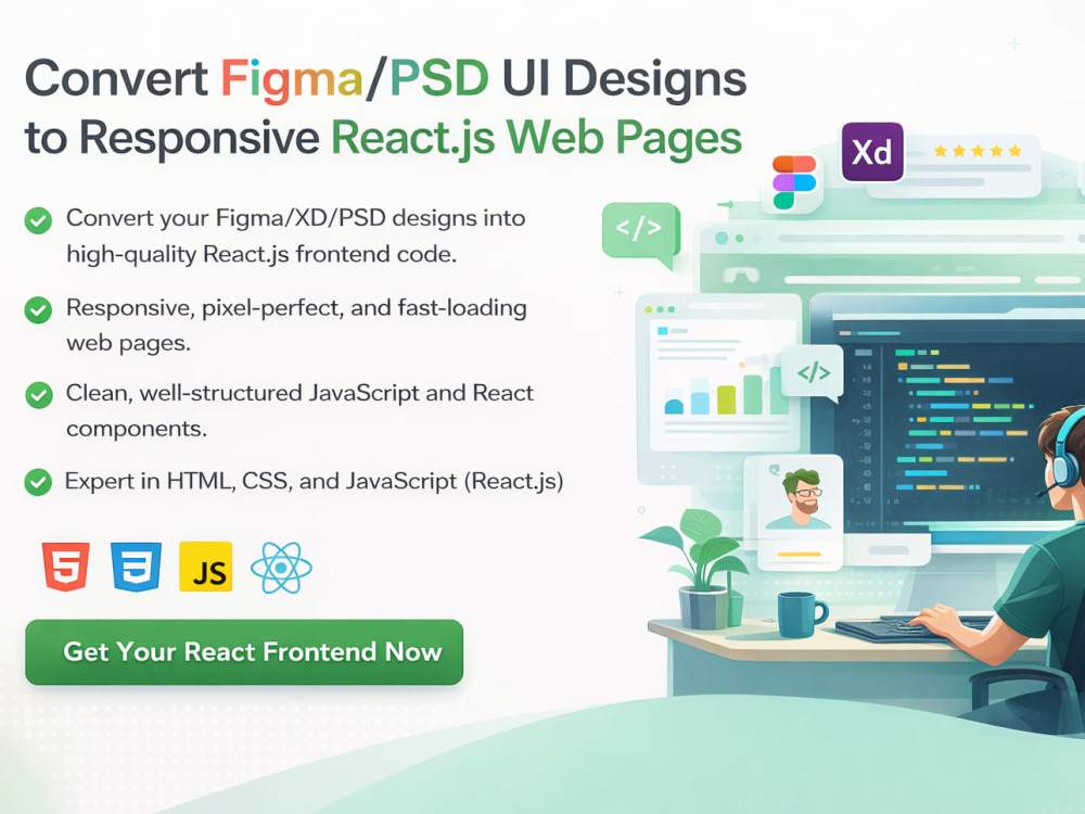 Convert Figma or PSD Design to Responsive React.js Frontend | Upwork