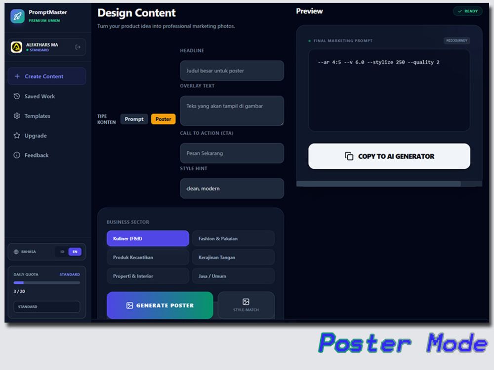 Website Prompt Master - AI Image Prompt Generator with Source Code | Upwork