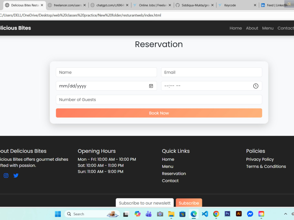 A Responsive Restaurant Website Design Using HTML, CSS & Bootstrap | Upwork