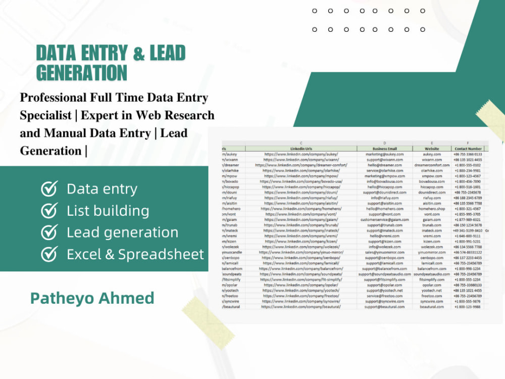 All types of lead generation & research and organized data entry ...