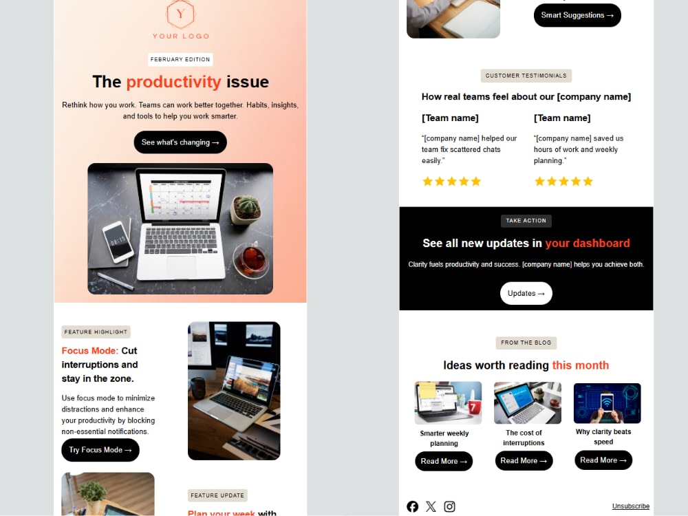 Custom hand-coded HTML email template | Upwork