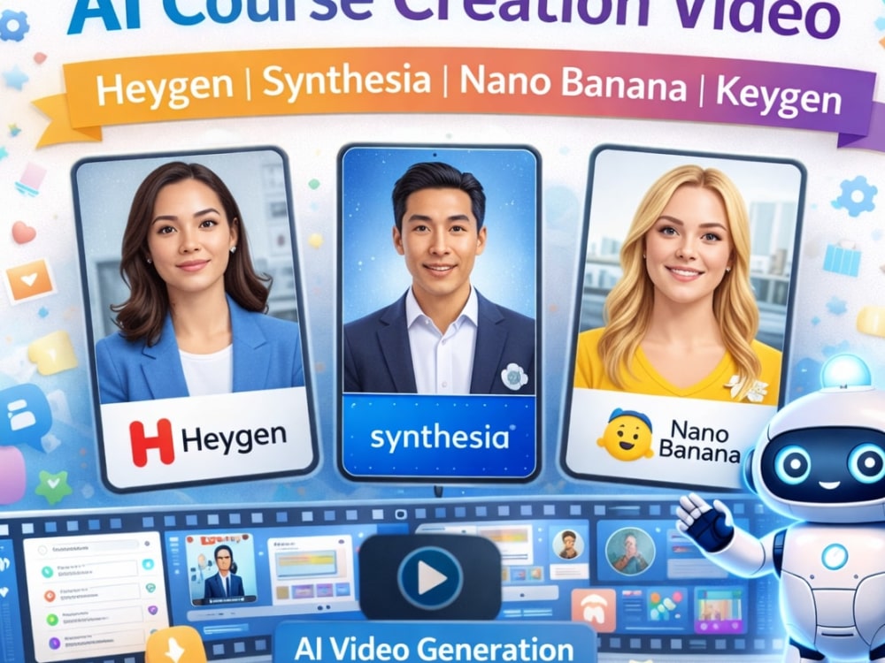 An ai course creation video using heygen synthesia | Nano banana ...