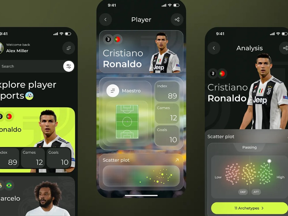 Football Sports UI UX Design, Scores, Teams, Players & Leaderboards ...