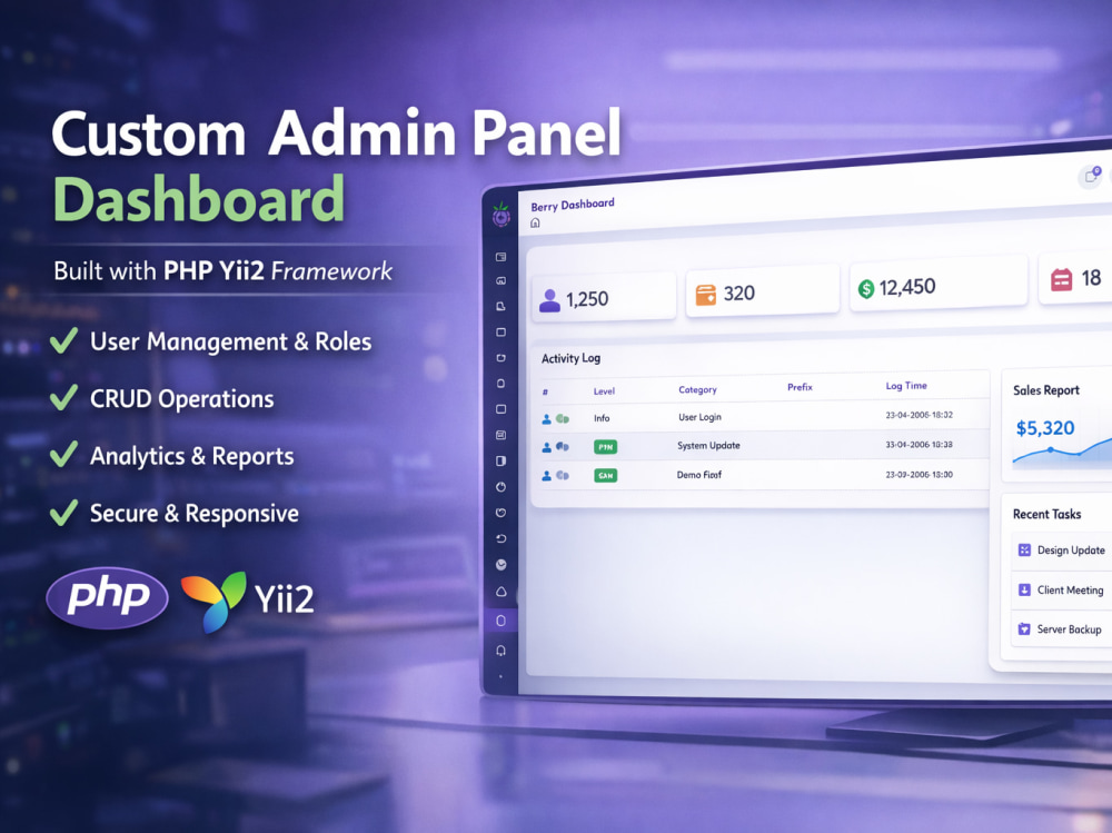 Custom admin panel dashboard using PHP Yii2 framework | Upwork