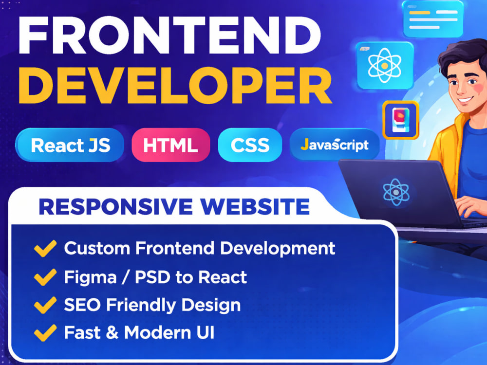 Responsive React JS website, frontend web development, HTML CSS ...
