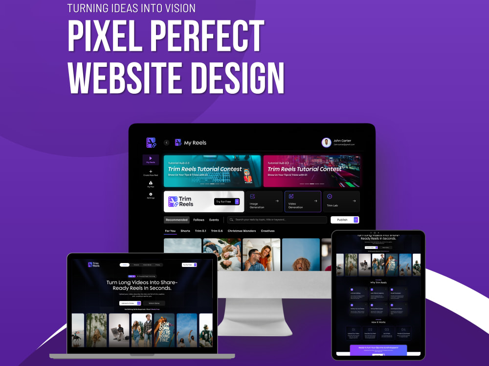 A pixel perfect website design, App Design and Admin panel Dashboards ...