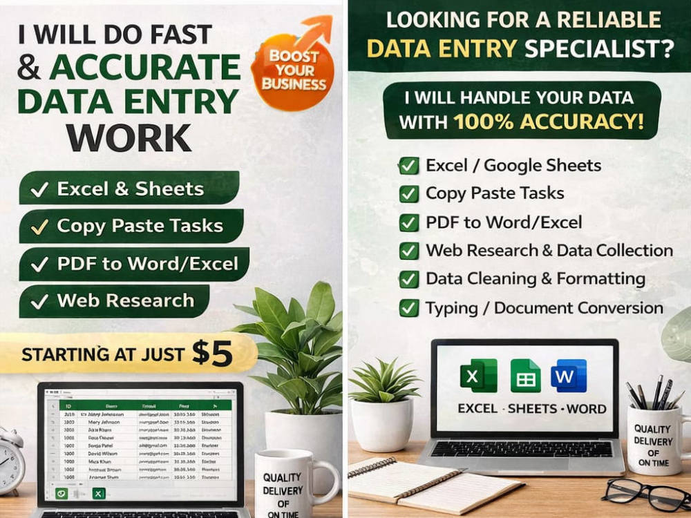Accurate data entry, excel work, copy paste and typing | Upwork