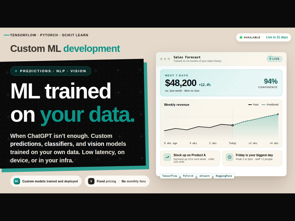 Custom ML models for predictions, NLP, or computer vision | Upwork