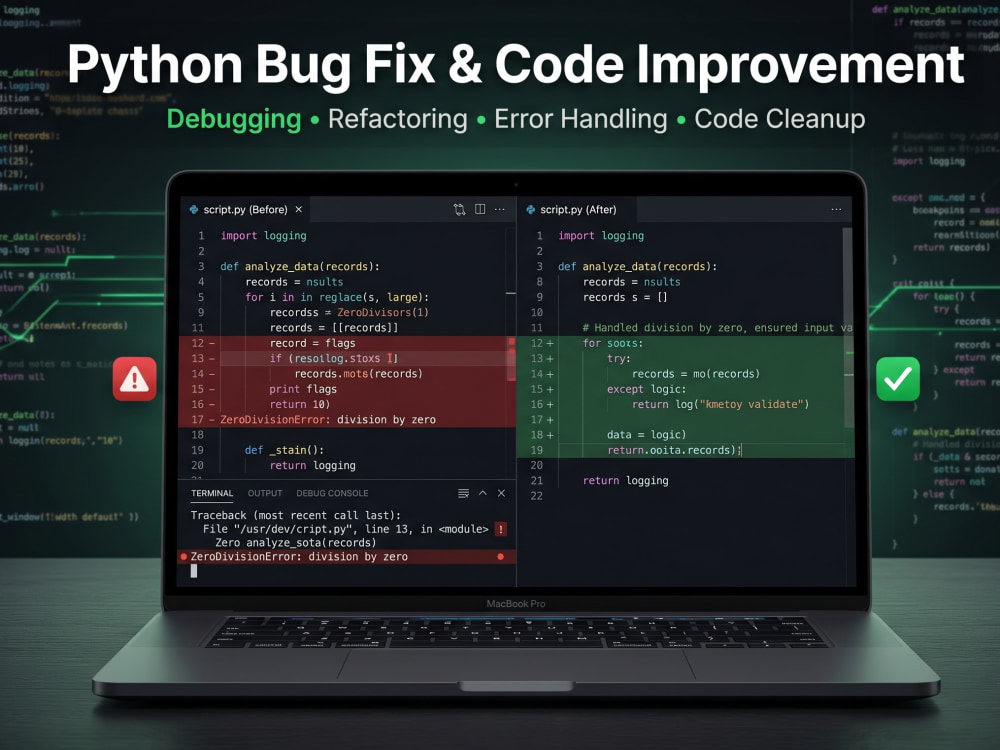 Python bugs fixed and code improved | Upwork