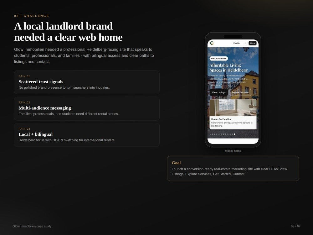 A mobile-first rental website like Glow Immobilien | Upwork