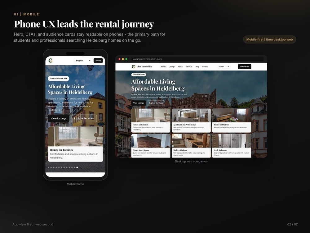 A mobile-first rental website like Glow Immobilien | Upwork