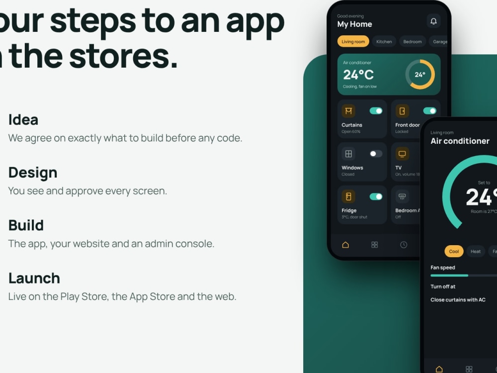 A mobile app built from idea to launch, plus website and admin console ...