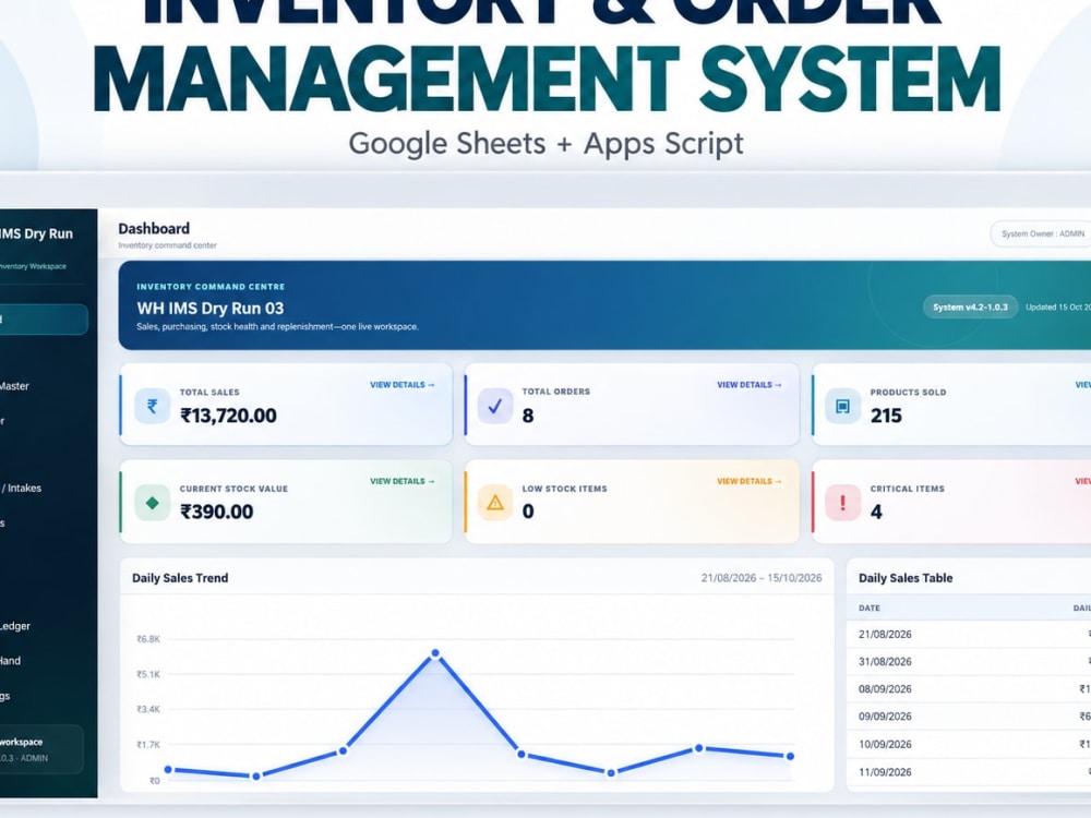 An automated Google Sheets inventory and order tracking system | Upwork