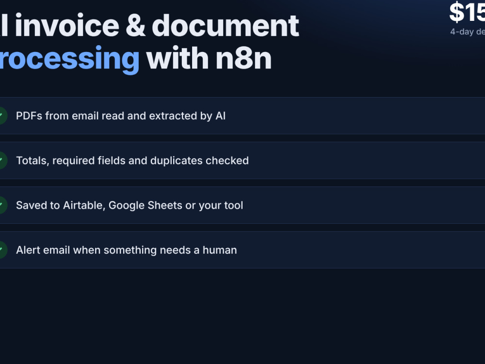 An AI invoice and document processing automation built with n8n | Upwork