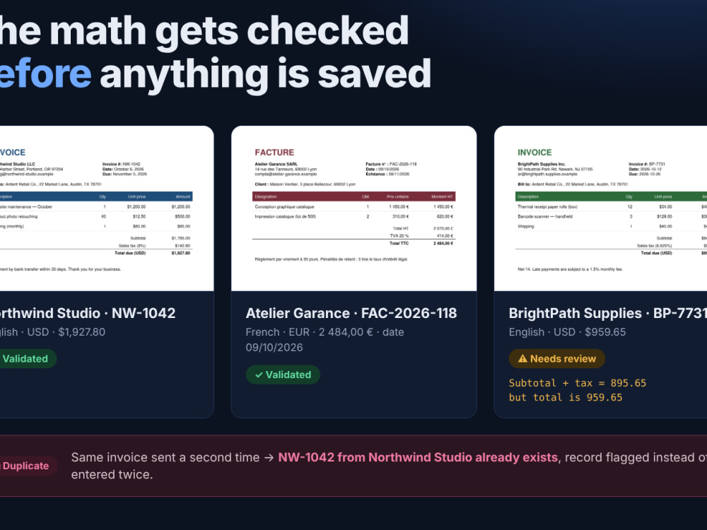 An AI invoice and document processing automation built with n8n | Upwork