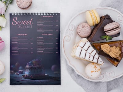 Pre-created Brochure for Food, Sweets and Pizza menus (more to choose from)