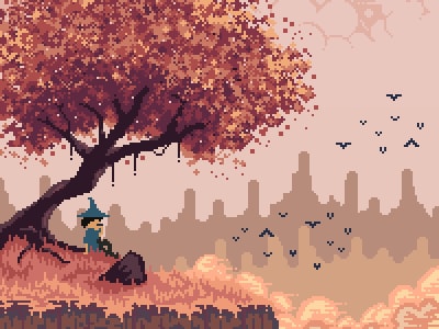 Unique pixel art children's book illustration or game art