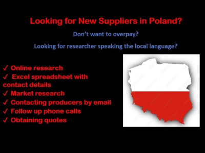 A spreadsheet with suppliers' contact details
