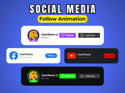 Animated Follow Subscribe Button for Facebook YouTube Twitch Kick Streamers