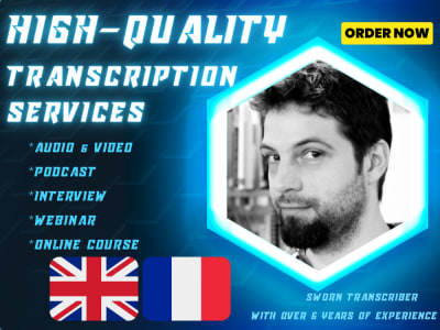 High quality transcription services in English and French