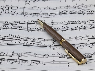 A music sheet transcription of your composition or requested choice of song