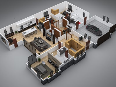 A 3D render or model of an Interior Design or Architecture Design