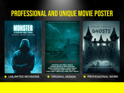 Movie poster design, products, businesses or social media posters