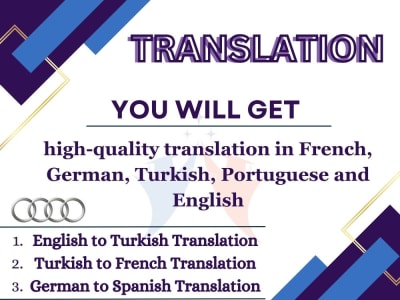 High-quality translation in French, German, Turkish, Portuguese and English