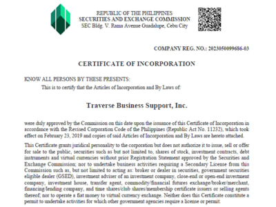 A duly registered corporation.