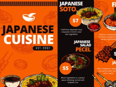 Professional food menu, restaurant menu or price list