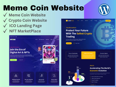 A Meme Coin Website, NFT Marketplace, Crypto Token WordPress Website
