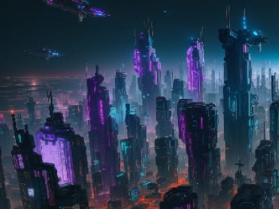 A stunning pixel art cityscape