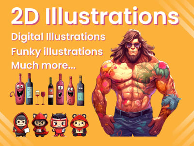 Any 2d illustration in Illustrator or Photoshop