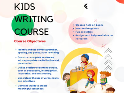 Beginner writing course for children, sessions will be on Zoom.
