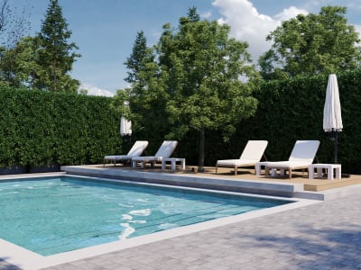 A 3d render images for your landscape backyard design