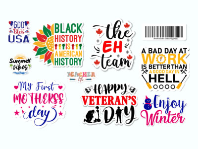 A typography sticker design and custom patch, badge, label design